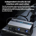 1 To 9 Car Cigarette Lighter With Independent Switches Voltage Display & Retractable Cable Car Charger, GE08
