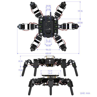 WAVESHARE Self-Balancing Controlled Bionic Hexapod Robot ESP32 Open Source