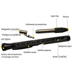 12-In-1 Multifunctional EDC Tool Pen With LED Light, Ruler Scale, Stylus, Bottle Opener & Magnetic Tip For Fidget Relief