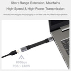 WAVESHARE USB4 V2.0 Type-C Extension Cable 80Gbps High-Definition Video Transmission, Straight Head, 90-Degree Bend Head