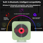 KUSTRON Home Wall-Mounted Rechargeable CD Player Bluetooth Speaker Music Player With Cover, US Plug, EU Plug, UK Plug, AU Plug