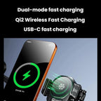 Kewig M33 Pro Shock-Absorbing Heat-Dissipating Wireless Charging Phone Mount Motorcycle Fan Cooling Anti-Shake Stand, Handlebar, Rearview Mirror, Rearview Mirror Stem, M8/M10 Screw, Front Fork Mount, Strong Clamp