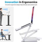 Aluminum Alloy Laptop Riser Vertical Cooling Foldable Adjustable Height Elevated Stand