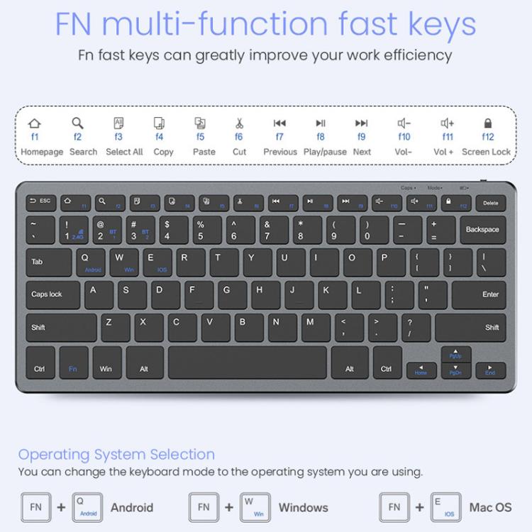 iMICE WK-102 Type-C Rechargeable Dual-Mode Wireless Keyboard and Mouse Set