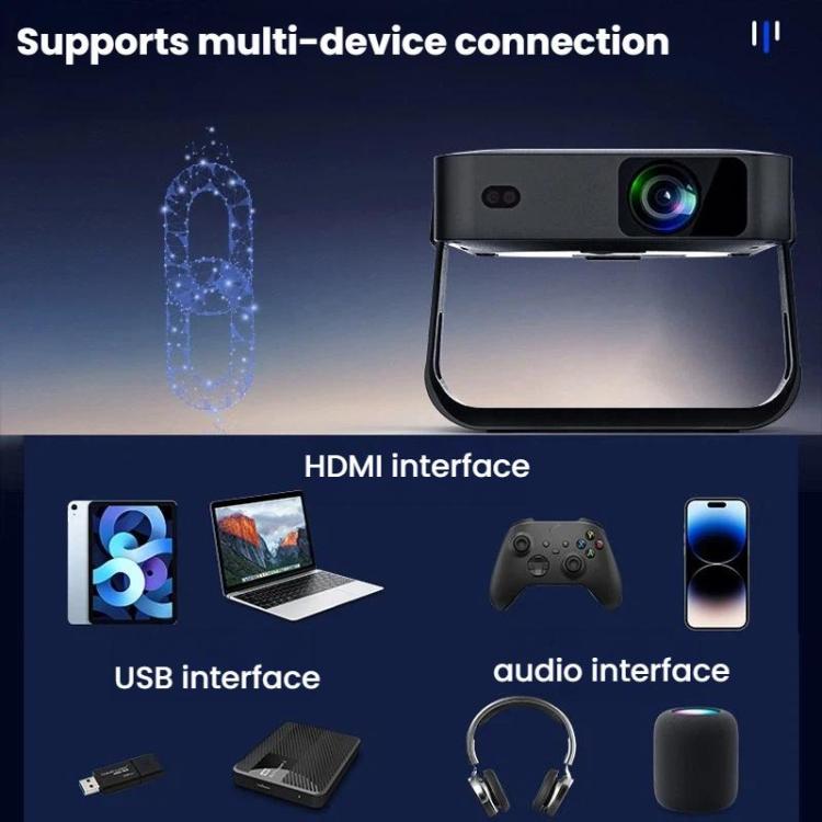 R6 Portable Ultra-Thin Projector HD 1080P Auto-Focus Mini Home Projector, US Plug, EU Plug, UK Plug, AU Plug