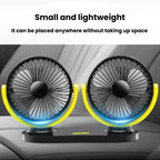 Rundong R-8037 USB Portable High Wind Car Dual-Head Fan Quiet Desk Fan For Office & Desktop