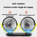 Rundong R-8037 USB Portable High Wind Car Dual-Head Fan Quiet Desk Fan For Office & Desktop
