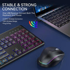 Wireless Keyboard and Mouse Set with Phone/Tablet Slot RGB Backlit Rechargeable Keyboard Mouse Combo, 2.4G Single Mode, 2.4G & Bluetooth