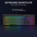 Wireless Keyboard and Mouse Set with Phone/Tablet Slot RGB Backlit Rechargeable Keyboard Mouse Combo, 2.4G Single Mode, 2.4G & Bluetooth