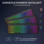 Wireless Keyboard and Mouse Set with Phone/Tablet Slot RGB Backlit Rechargeable Keyboard Mouse Combo, 2.4G Single Mode, 2.4G & Bluetooth