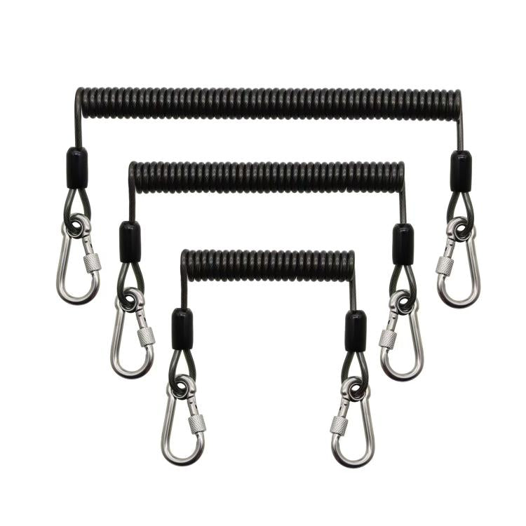Heavy Duty Fishing Safety Rope 49-Strand Steel Cable With Locking Carabiner, 1.5m, 2m, 3m