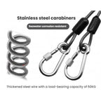 Heavy Duty Fishing Safety Rope 49-Strand Steel Cable With Locking Carabiner, 1.5m, 2m, 3m