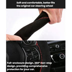 Suede Hand-Stitched Steering Wheel Cover With Center Alignment Marker Universal Car Steering Wheel Protector