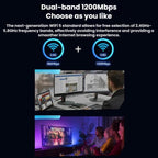 VegGieg 2 In 1 Desktop Gigabit PCIe Wireless Network Adapter, AC1200 PCI-E to WIFI 5 + Bluetooth 4.2/5dB