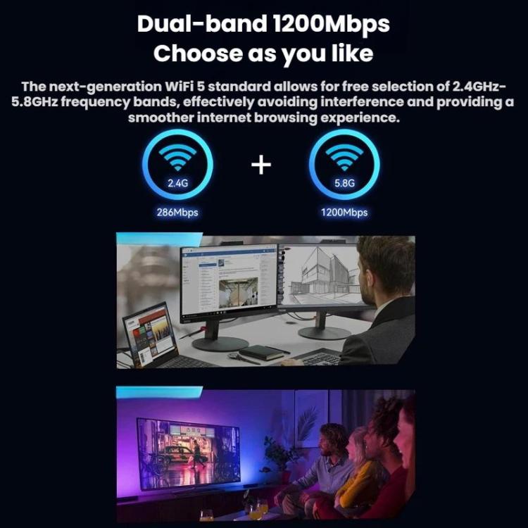 VegGieg 2 In 1 Desktop Gigabit PCIe Wireless Network Adapter, AC1200 PCI-E to WIFI 5 + Bluetooth 4.2/5dB