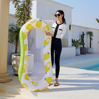 Inflatable Thickened Floating Bed Water Air Lounger, Yellow Lemon, Watermelon Pattern, Strawberry Pattern, Lime Pineapple Pattern, Sequined Starry Blue, Sequined Starry Pink, Sequins Watermelon Pattern, Sequins Strawberry Pattern, Sequins Mermaid      ...