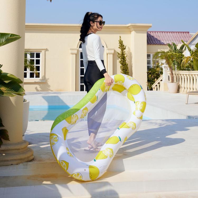 Inflatable Thickened Floating Bed Water Air Lounger, Yellow Lemon, Watermelon Pattern, Strawberry Pattern, Lime Pineapple Pattern, Sequined Starry Blue, Sequined Starry Pink, Sequins Watermelon Pattern, Sequins Strawberry Pattern, Sequins Mermaid      ...