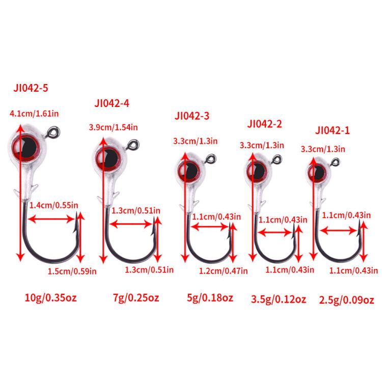 HENGJIA JI042 5pcs /Pack Jig Head Hook Saltwater Reinforced Sharp Point Fishing Hook, 2.5g, 3.5g, 5g, 7g, 10g