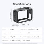 aMagisn PC Material Camera Cage for DJI Action 5 Pro / 4 / 3 with Quick Release Vertical/Horizontal Shoot Support, Cold Shoe Mount & 1/4-inch Thread, Action 5 Pro /4/3 PC Cage