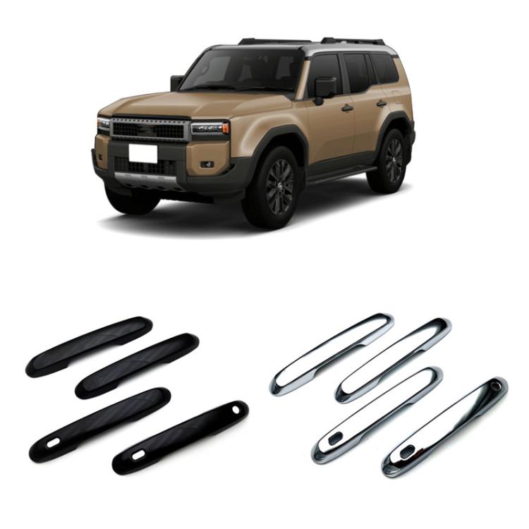 4pcs For Toyota Prado 2024 Car Door Handle Decorative Protective Cover, For Toyota Prado(Electroplated Mirror Surface), For Toyota Prado(Black)