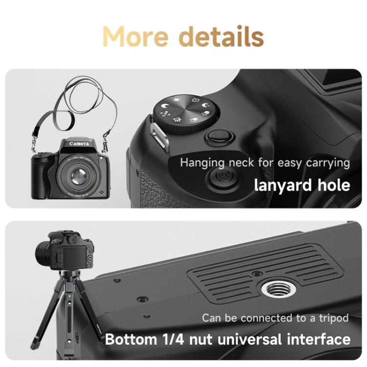 4K Flip-Screen High-Definition Waist-Level Viewfinder SLR Digital Camera, DC207, DC20 + Flash + CPL Lens + Lens Hood + Handheld Tripod