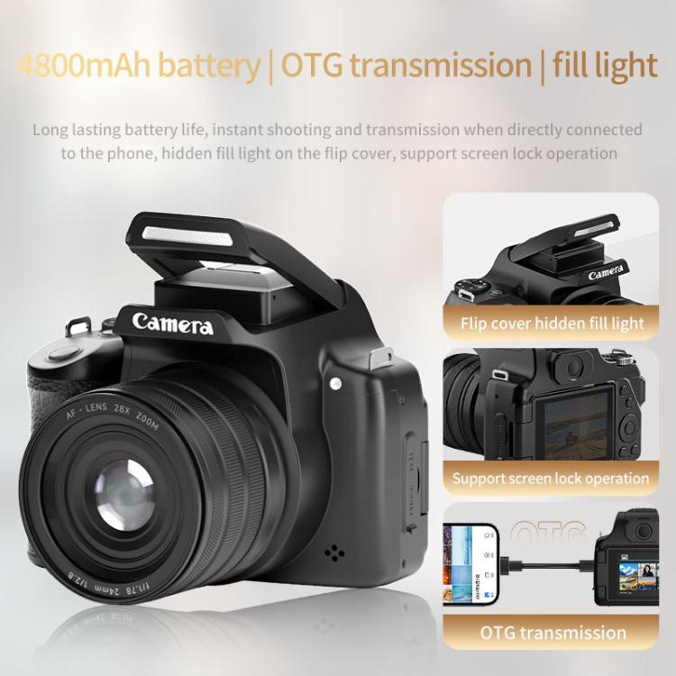 4K Flip-Screen High-Definition Waist-Level Viewfinder SLR Digital Camera, DC207, DC20 + Flash + CPL Lens + Lens Hood + Handheld Tripod
