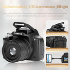 4K Flip-Screen High-Definition Waist-Level Viewfinder SLR Digital Camera, DC207, DC20 + Flash + CPL Lens + Lens Hood + Handheld Tripod