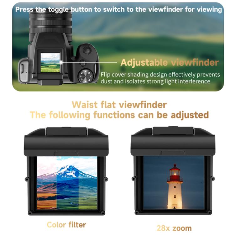 4K Flip-Screen High-Definition Waist-Level Viewfinder SLR Digital Camera, DC207, DC20 + Flash + CPL Lens + Lens Hood + Handheld Tripod
