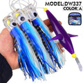 Saltwater Trolling Lure Rig Octopus Squid Skirt Lures with Spreader Bird & Weighted Lead Head Hook, PROBEROS 6inch, PROBEROS  9inch