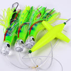 Saltwater Trolling Lure Rig Octopus Squid Skirt Lures with Spreader Bird & Weighted Lead Head Hook, PROBEROS 6inch, PROBEROS  9inch