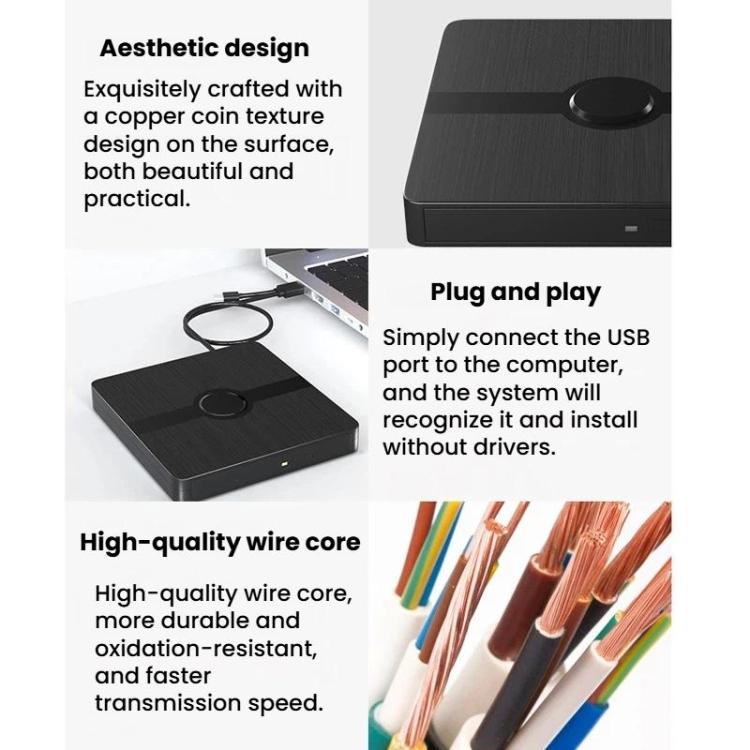 External DVD CD Writer Drive USB 3.0 & Type-C Portable Optical Disc Drive, USB 3.0 & Type-C Drive