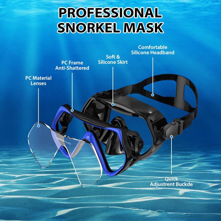 Snorkel Set for Adults 180-degree Panoramic View Diving Mask with Anti-Fog Lens Snorkeling Gear for Scuba Diving, Swimming