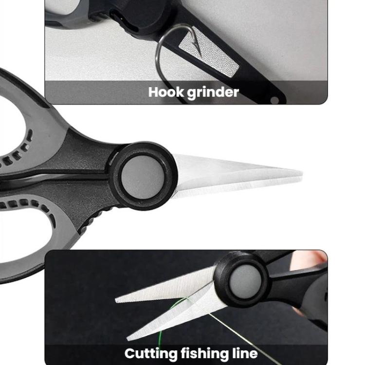 Lure Fishing Scissors With Serrated Blade For Cutting Fishing Line, Black Gray