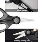 Lure Fishing Scissors With Serrated Blade For Cutting Fishing Line, Black Gray