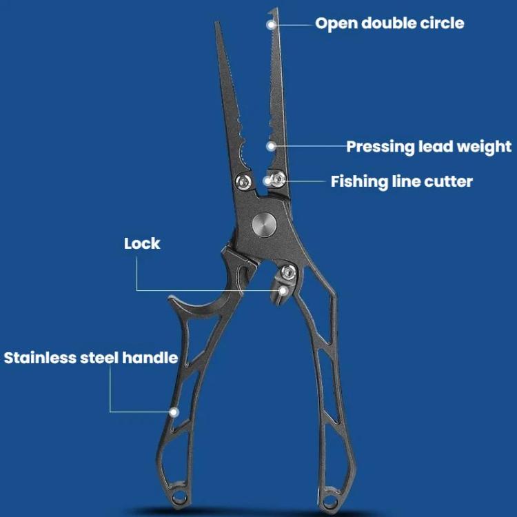 Stainless Steel Fish-Holding Pliers Open-Loop Hook Remover For Lure Fishing, Hollow Handle, With Storage Pouch