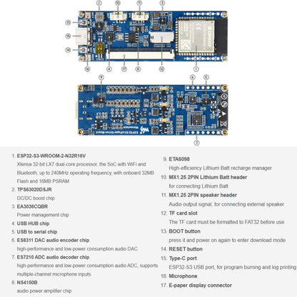 ESP32-S3 13.3 Inch Full Color E-Paper Display Onboard Audio Codec Chip Support WiFi & Bluetooth 5, Waveshare 34349