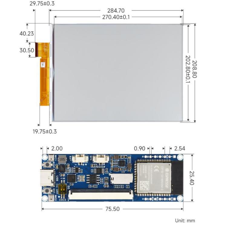 ESP32-S3 13.3 Inch Full Color E-Paper Display Onboard Audio Codec Chip Support WiFi & Bluetooth 5, Waveshare 34349