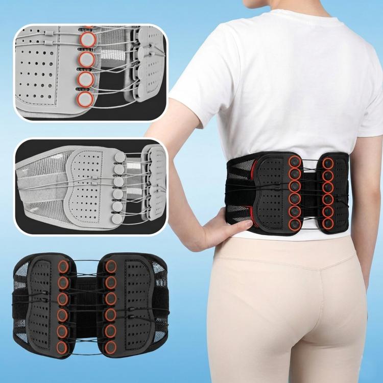 Adjustable Breathable Mesh Lumbar Support Belt With Double Pulleys, S, M, L, XL
