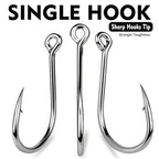 PROBEROS 20pcs /Box High Carbon Steel Single Fish Hooks High-Penetration Needle Point Ringed Eye Hooks, No. 1, No. 1/0, No. 2/0, No. 3/0, No. 4/0, No. 5/0