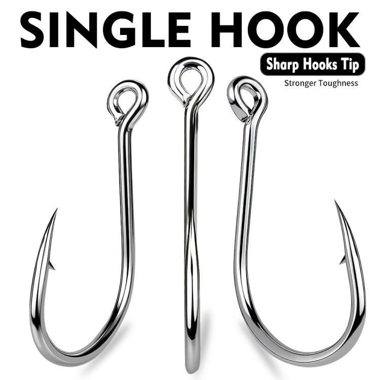 PROBEROS 20pcs /Box High Carbon Steel Single Fish Hooks High-Penetration Needle Point Ringed Eye Hooks, No. 1, No. 1/0, No. 2/0, No. 3/0, No. 4/0, No. 5/0
