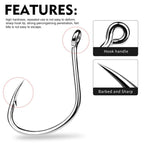 PROBEROS 20pcs /Box High Carbon Steel Single Fish Hooks High-Penetration Needle Point Ringed Eye Hooks, No. 1, No. 1/0, No. 2/0, No. 3/0, No. 4/0, No. 5/0