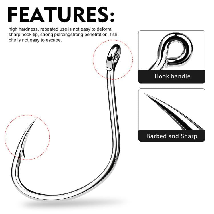 PROBEROS 20pcs /Box High Carbon Steel Single Fish Hooks High-Penetration Needle Point Ringed Eye Hooks, No. 1, No. 1/0, No. 2/0, No. 3/0, No. 4/0, No. 5/0