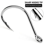 PROBEROS 20pcs /Box High Carbon Steel Single Fish Hooks High-Penetration Needle Point Ringed Eye Hooks, No. 1, No. 1/0, No. 2/0, No. 3/0, No. 4/0, No. 5/0