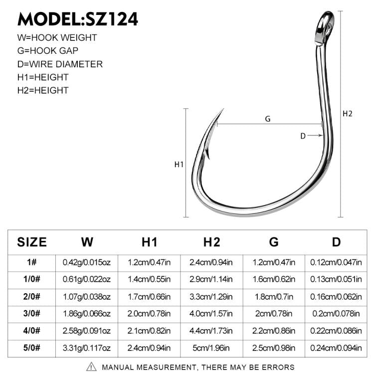 PROBEROS 20pcs /Box High Carbon Steel Single Fish Hooks High-Penetration Needle Point Ringed Eye Hooks, No. 1, No. 1/0, No. 2/0, No. 3/0, No. 4/0, No. 5/0