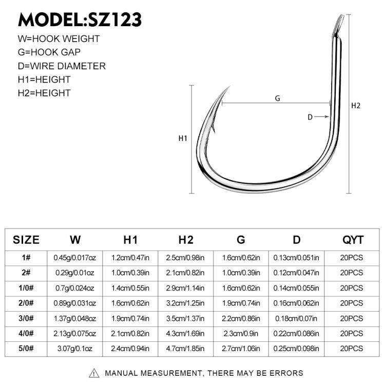 PROBEROS 20pcs Iseama Single Fishing Hooks High Carbon Steel Barbed Octopus Circle Hooks For Saltwater And Freshwater, No. 2, No. 1, No. 1/0, No. 2/0, No. 3/0, No. 4/0, No. 5/0