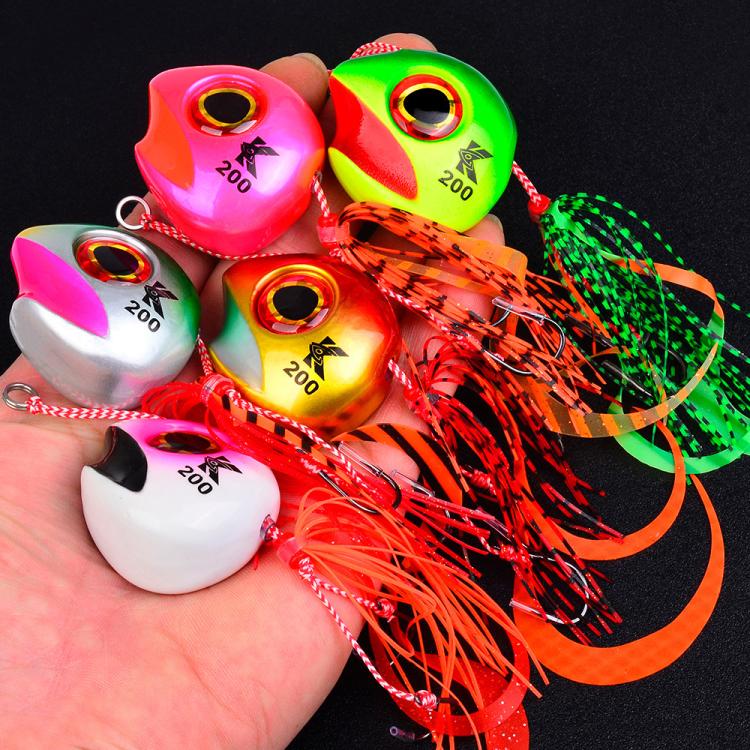 KATYUSHA Kabura Snapper Jig Head 3D Bionic Eyes Tai Rubber Lead Jigs for Bottom Fishing, Grouper, Sea Bream, 60G, 80G, 100G, 120G, 150G, 200G