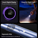 90-degree Rotatable Handheld Fan Mini Portable Fan with 199 Speeds, 3000mAh Battery, Pocket Fan with LED Light & Lanyard for Travel, Outdoor, Makeup