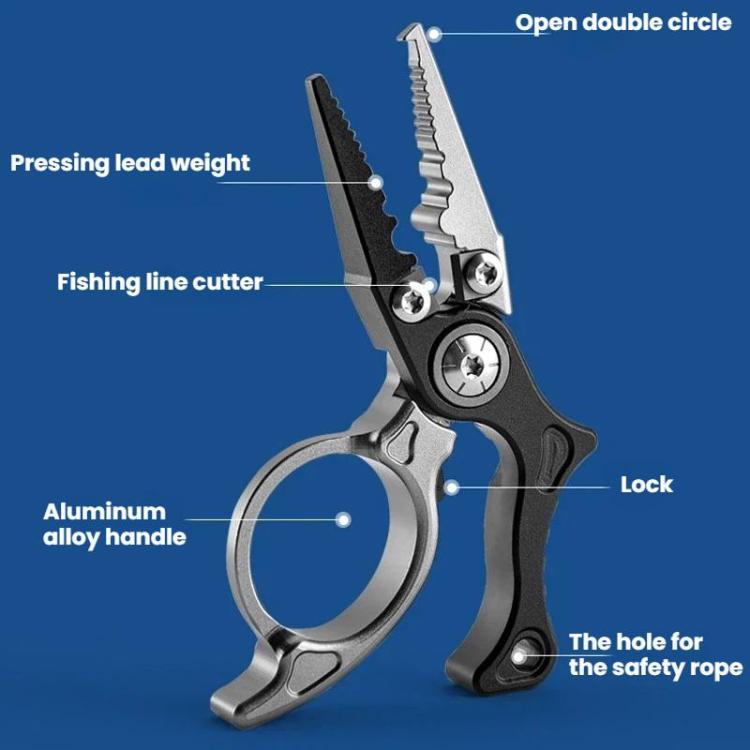 Mini Lure Pliers Micro Open-Ring Pliers Portable Fishing Line Cutters, Black Gray, Black Gray+Retractable Lanyard