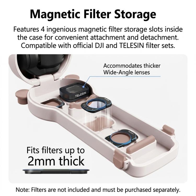 For DJI Osmo Pocket 4 TELESIN DisAdv Case Multi-Functional Storage Shell with Magnetic Filter Organizer