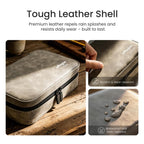 aMagisn Nubuck Leather Action Camera Carrying Case Small Travel Storage Bag with Adjustable Dividers